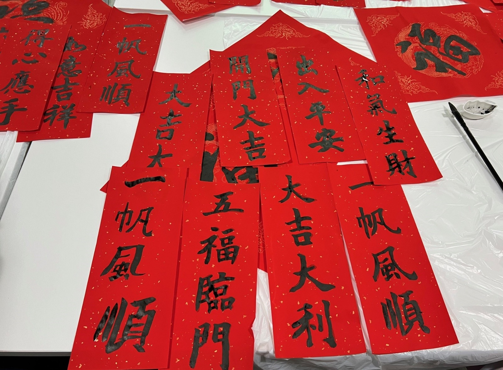 Chinese calligraphy and spring scrolls