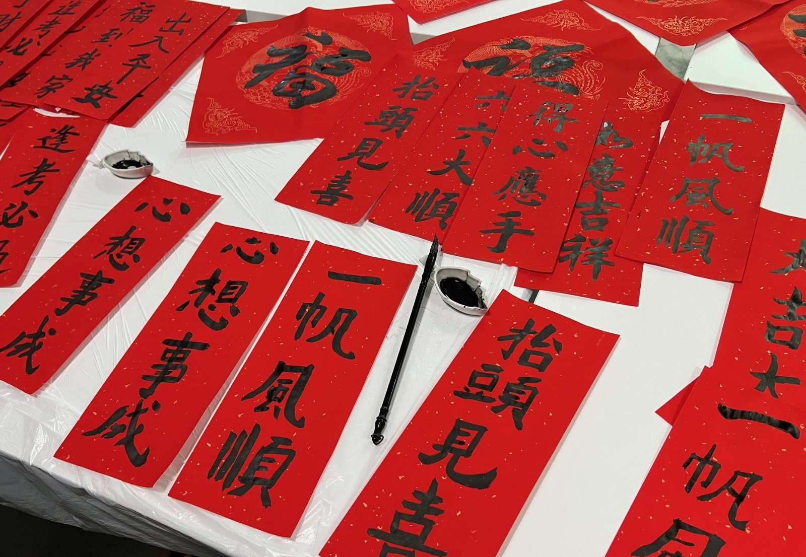 Chinese calligraphy and spring scrolls